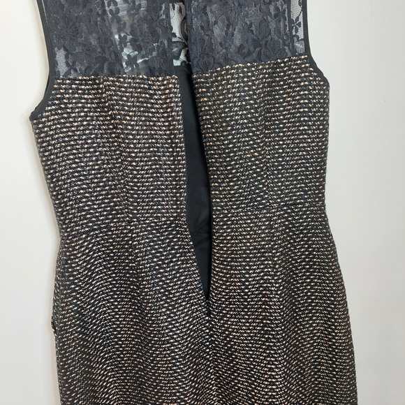 The Limited Women's Size 2 Black Dress Gold Copper Metallic Lace Sleeveless - Picture 7 of 11